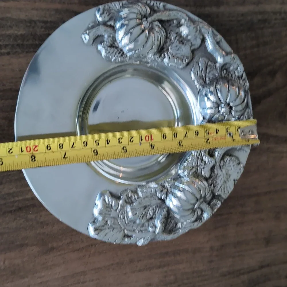 Holland Boone Polished Pewter Pumpkin Harvest Bowl Repousse Fall Relief 3D